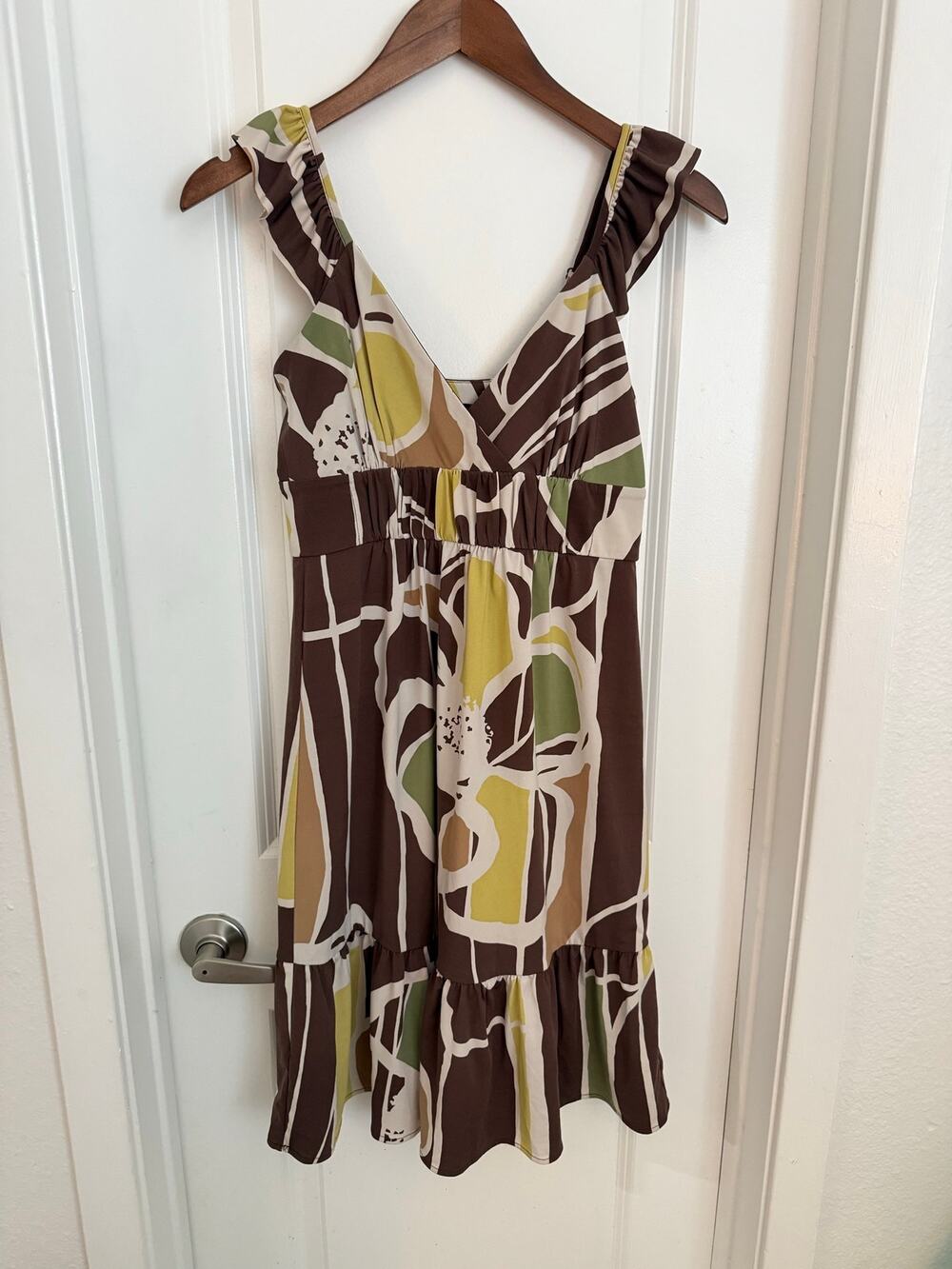 Bcbgmaxazria Boho Y2K Retro Earthy Whimsigoth Brown Floral Mini Dress